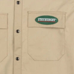 Stay Hungry YMGU Overshirt Beige -Cheap Costume Store 19075 3