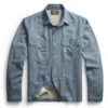 RRL By Ralph Lauren Linen Cotton Twill Overshirt Indigo -Cheap Costume Store 24814 1