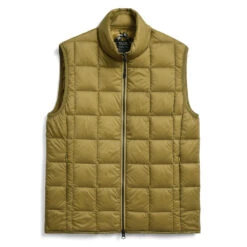 Taion Hi Neck W-Zip Down Vest Beige
