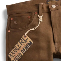 RRL By Ralph Lauren Slim Fit Full Length Jeans Rigid Olive -Cheap Costume Store 27201 3