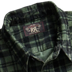 RRL By Ralph Lauren Corduroy Sport Shirt Green / Black -Cheap Costume Store 28930 5