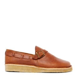 Yogi Corso Leather Buckle Monk Shoes Chestnut Brown