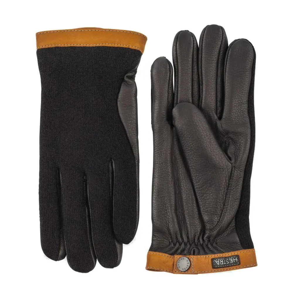 Hestra Deerskin Wool Tricot Gloves Black / Black 3 Hestra Deerskin Wool Tricot Gloves Black / Black
