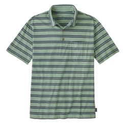 Patagonia Cotton In Conversion Lightweight Polo Shirt Mirror Stripe / Sedge Green