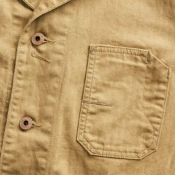RRL By Ralph Lauren Linen-Cotton Herringbone Chore Jacket Khaki -Cheap Costume Store RRL by Ralph Lauren Langport Cotton Linen Jacket Khaki 26207 3