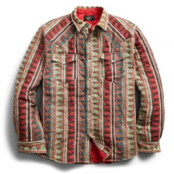 RRL By Ralph Lauren Quilted Jacquard Overshirt Red / Multi