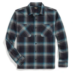 RRL By Ralph Lauren Plaid Jaspe Twill Camp Workshirt Black/Blue