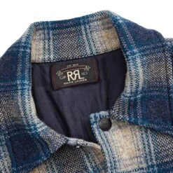 RRL By Ralph Lauren Plaid Wool-Cashmere Workshirt Jumper Blue Multi -Cheap Costume Store RRLbyRalphLaurenPlaidWool CashmereWorkshirtJumperBlueMulti 4