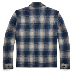 RRL By Ralph Lauren Plaid Wool-Cashmere Workshirt Jumper Blue Multi -Cheap Costume Store RRLbyRalphLaurenPlaidWool CashmereWorkshirtJumperBlueMulti 5