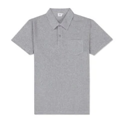 Sunspel Riviera Polo Shirt Grey Melange