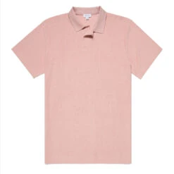 Sunspel Towelling Polo Shirt Shell Pink